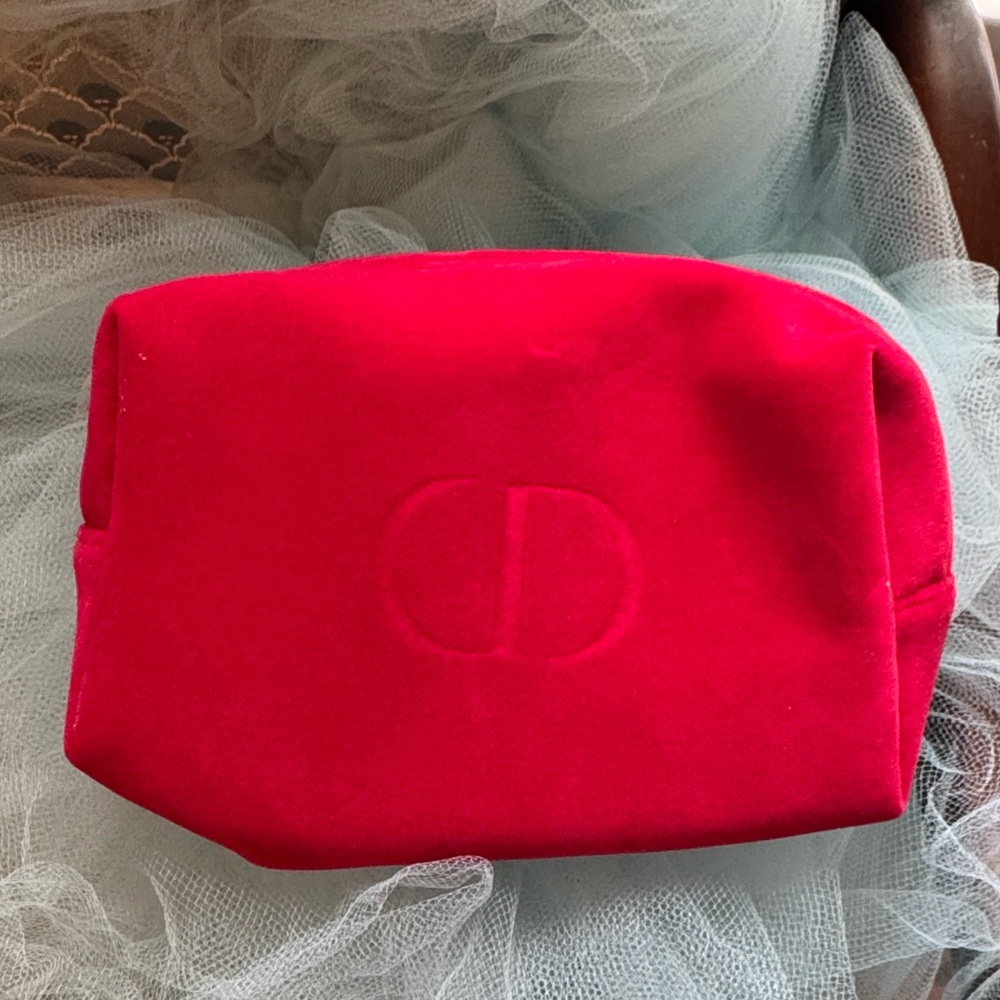Christian Dior Beauty Red Velvet Make up cosmetic pouch Designer Women's Bag CD